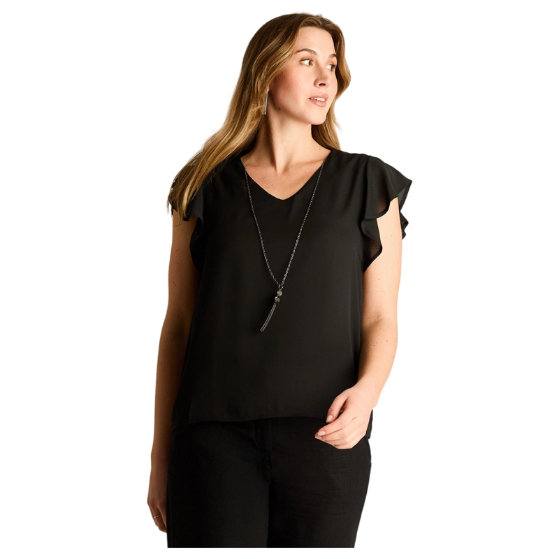 BLUSA NEGRA VOLANTES &AMP; COLLAR - 1