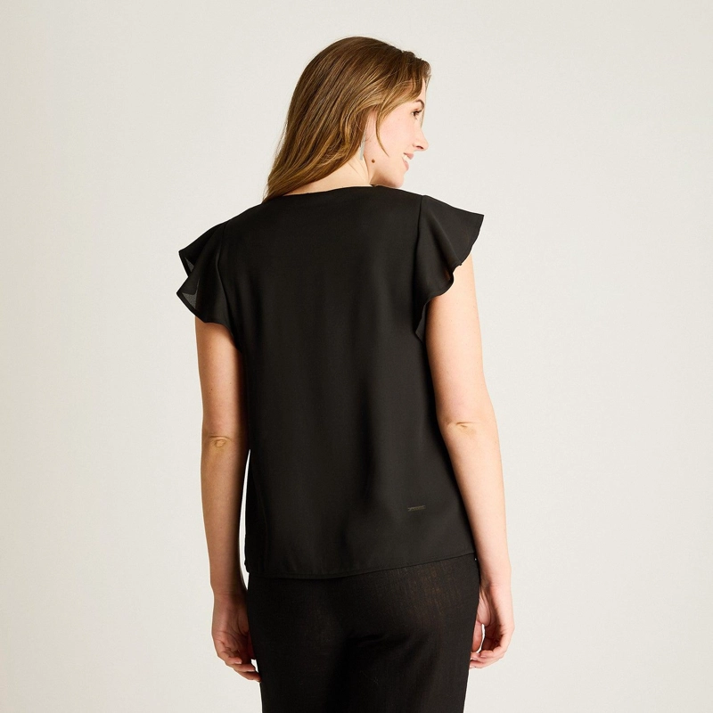 BLUSA NEGRA VOLANTES &AMP; COLLAR - 2