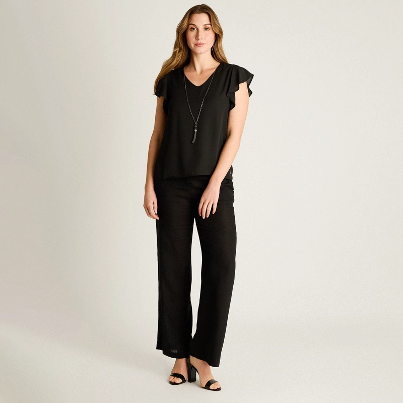 BLUSA NEGRA VOLANTES &AMP; COLLAR - 4