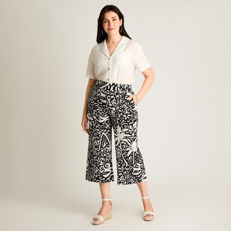 PANTALON SPORT NEGRO CULOTTE ELASTICIDAD MEDIA CALCE HOLGADO - 4
