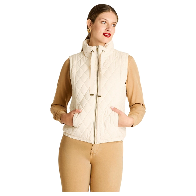 PARKA BEIGE SIN MANGAS NO ELASTICADO CON FORRO CALCE NORMAL - 1