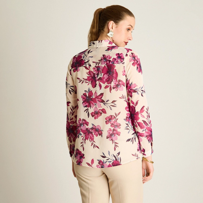 BLUSA CAMISERA ARENA ESTAMPADA CON LUREX - 2