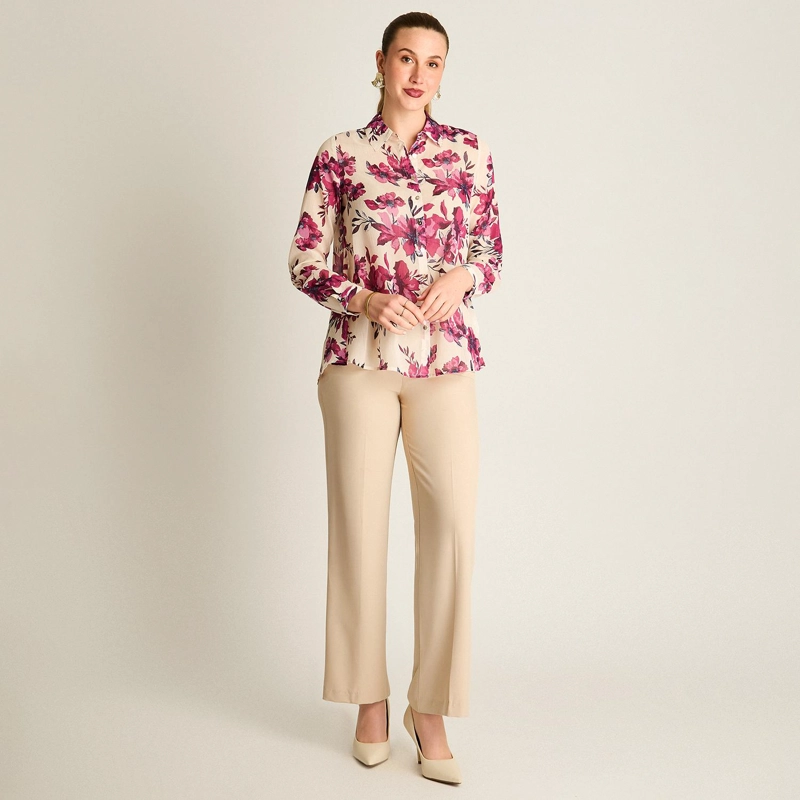 BLUSA CAMISERA ARENA ESTAMPADA CON LUREX - 4