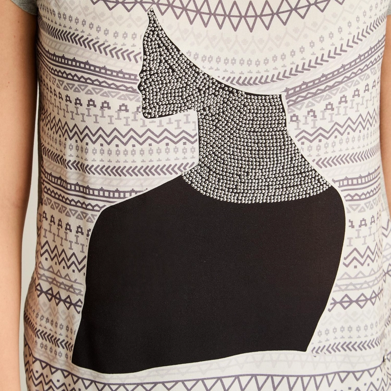POLERA GRIS MIX FABRIC CON PRINT FRONTAL Y CUELLO CON LUREX - 3