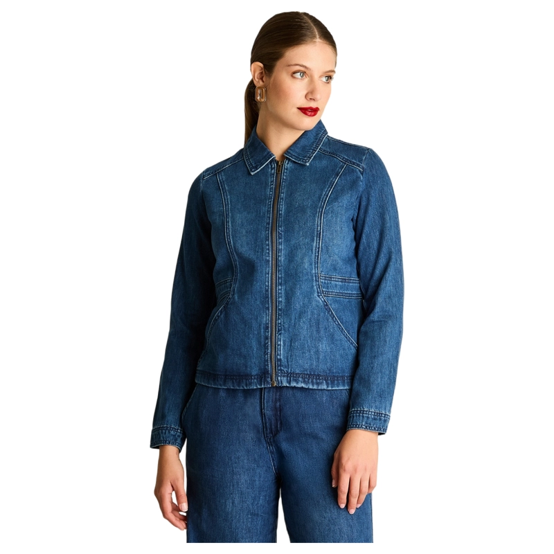 CHAQUETA DENIM AZUL CON BOLSILLOS - 1