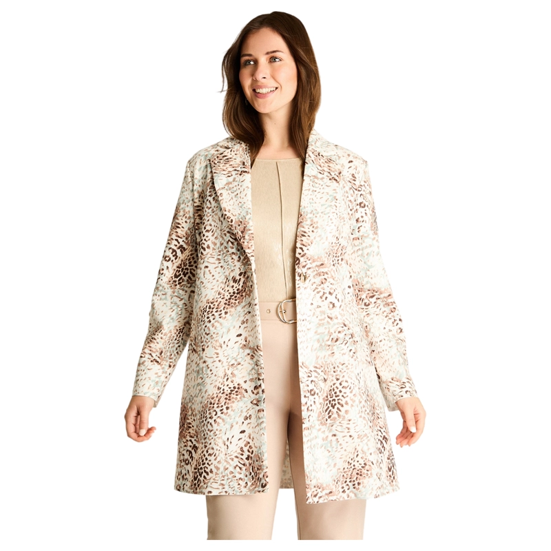 CHAQUETA ECOCUERO ANIMAL PRINT BEIGE - 1