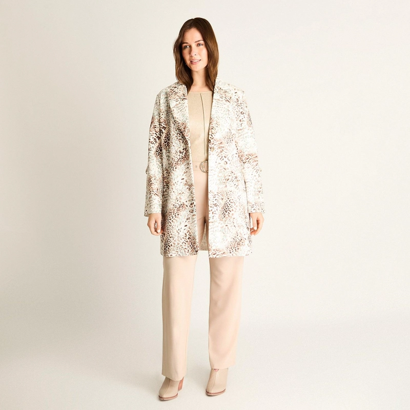 CHAQUETA ECOCUERO ANIMAL PRINT BEIGE - 4