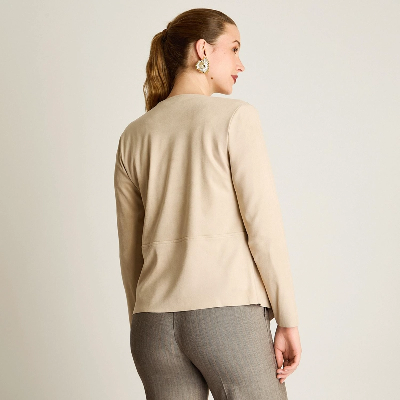 CHAQUETA SUEDE MUJER ASIME TRICA BEIGE MANGA LARGA - 2
