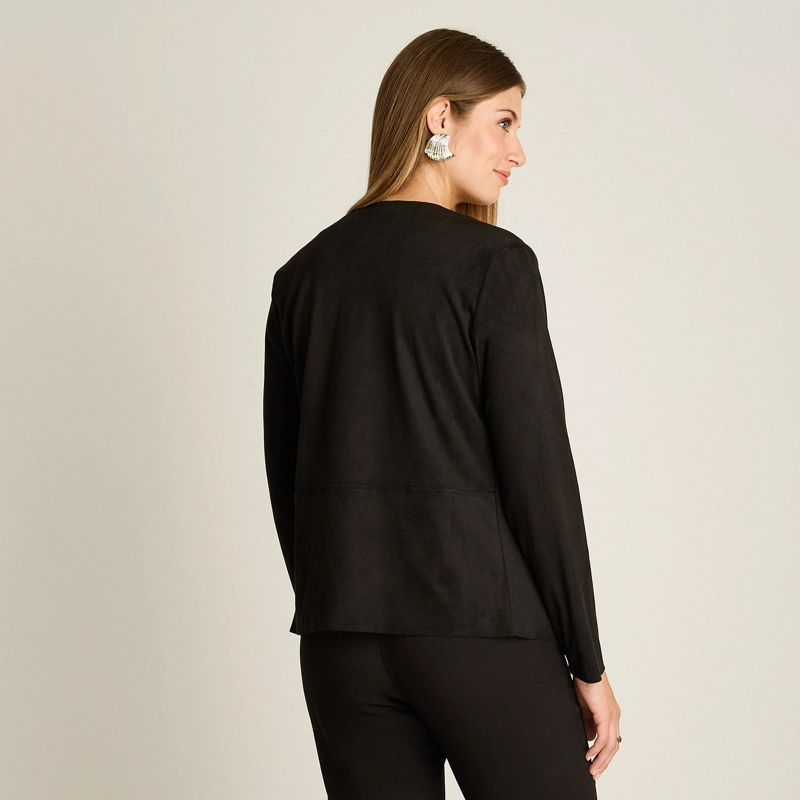 CHAQUETA SUEDE MUJER DISEÑO ASIME TRICO NEGRA MANGA LARGA - 2
