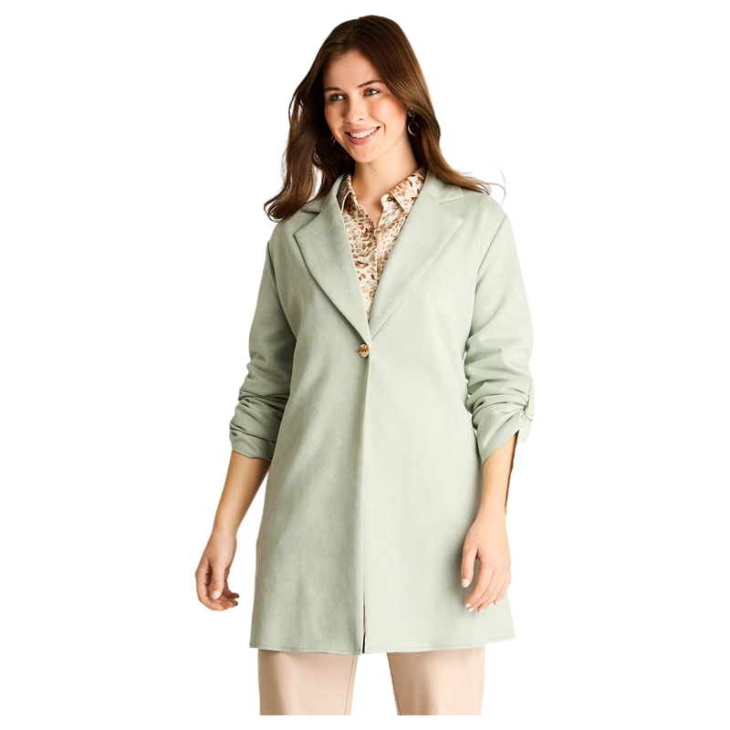 CHAQUETA MENTA ECOCUERO CON BOTON - 1