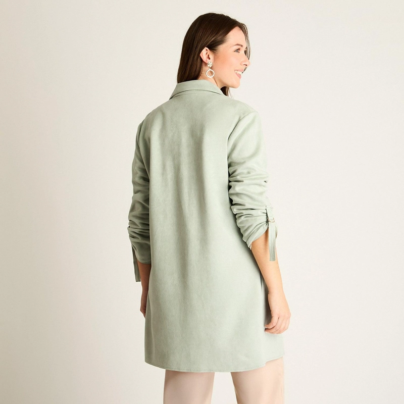 CHAQUETA MENTA ECOCUERO CON BOTON - 2