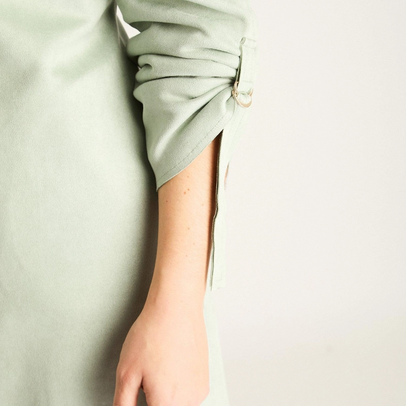 CHAQUETA MENTA ECOCUERO CON BOTON - 3