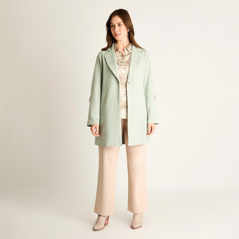 CHAQUETA MENTA ECOCUERO CON BOTON - 4