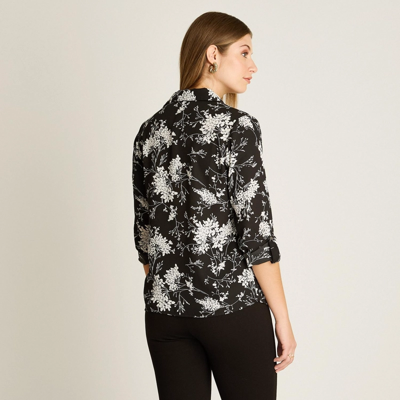 BLUSA CAMISERA GEORGETTE ESTAMPADA BASICA - 2