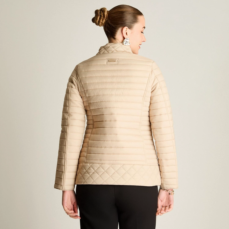 PARKA BEIGE ACOLCHADA MANGA LARGA CON BOLSILLOS CON CIERRE - 2