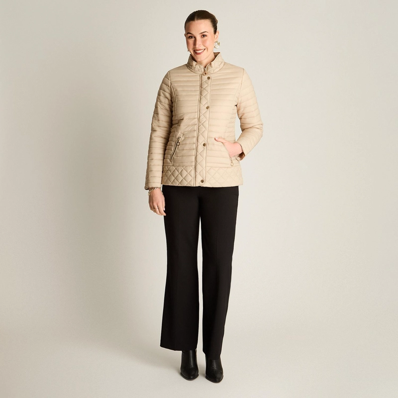 PARKA BEIGE ACOLCHADA MANGA LARGA CON BOLSILLOS CON CIERRE - 4