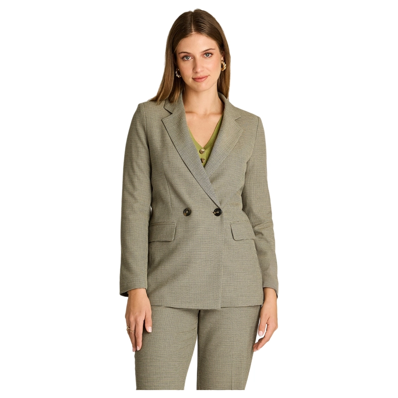 BLAZER GRIS CRUZADO CON BOLSILLOS DE SOLAPA - 1
