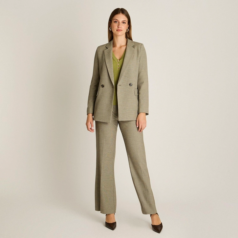 BLAZER GRIS CRUZADO CON BOLSILLOS DE SOLAPA - 5