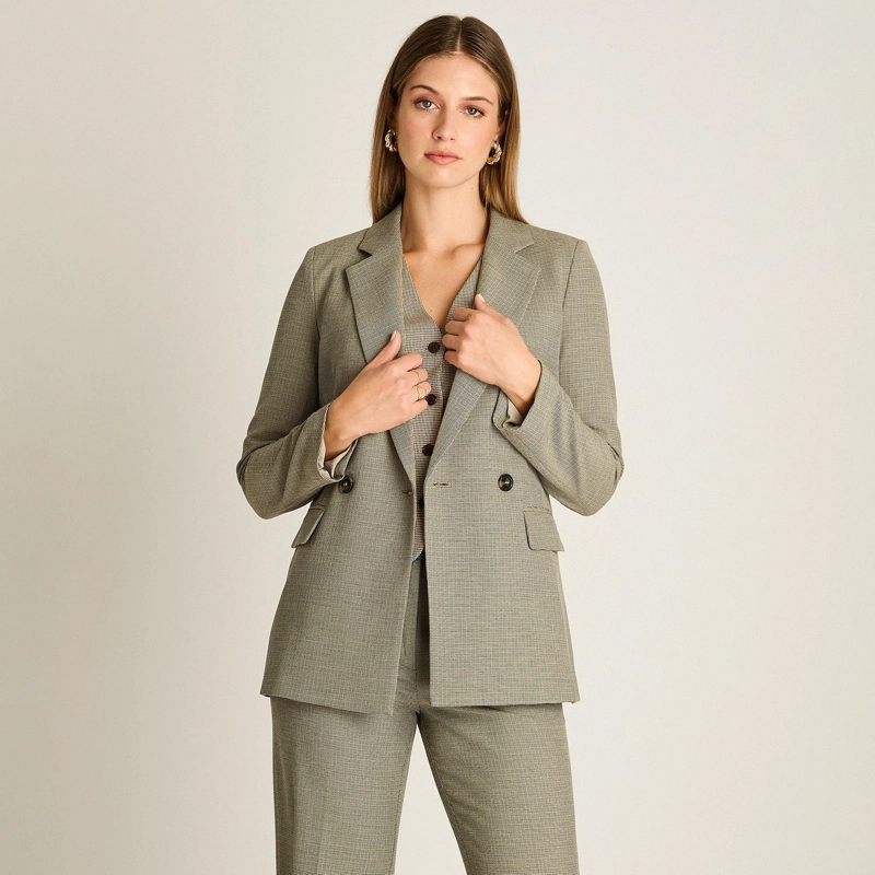 BLAZER GRIS CRUZADO CON BOLSILLOS DE SOLAPA - 6