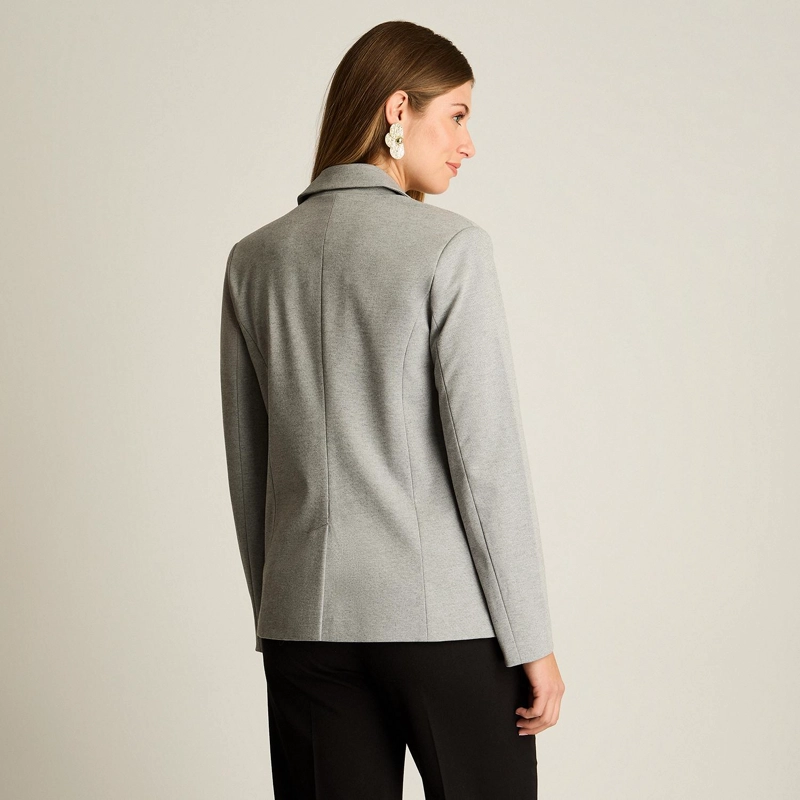 BLAZER GRIS BASICO PUNTO ROMA CON DOS BOLSILLOS - 3