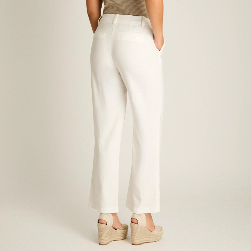 PANTALON PALAZZO CRUDO CON BORDADO EN BASTA - 2