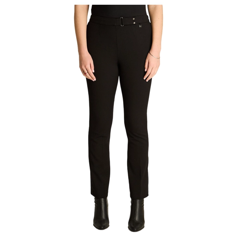 PANTALON NEGRO BASICO RECTO CON PRETINA ELASTICADA - 1