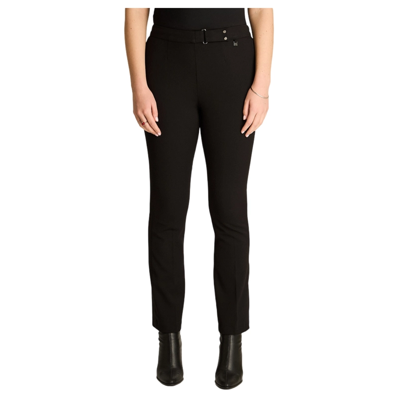 PANTALON NEGRO BASICO RECTO CON PRETINA ELASTICADA - 1