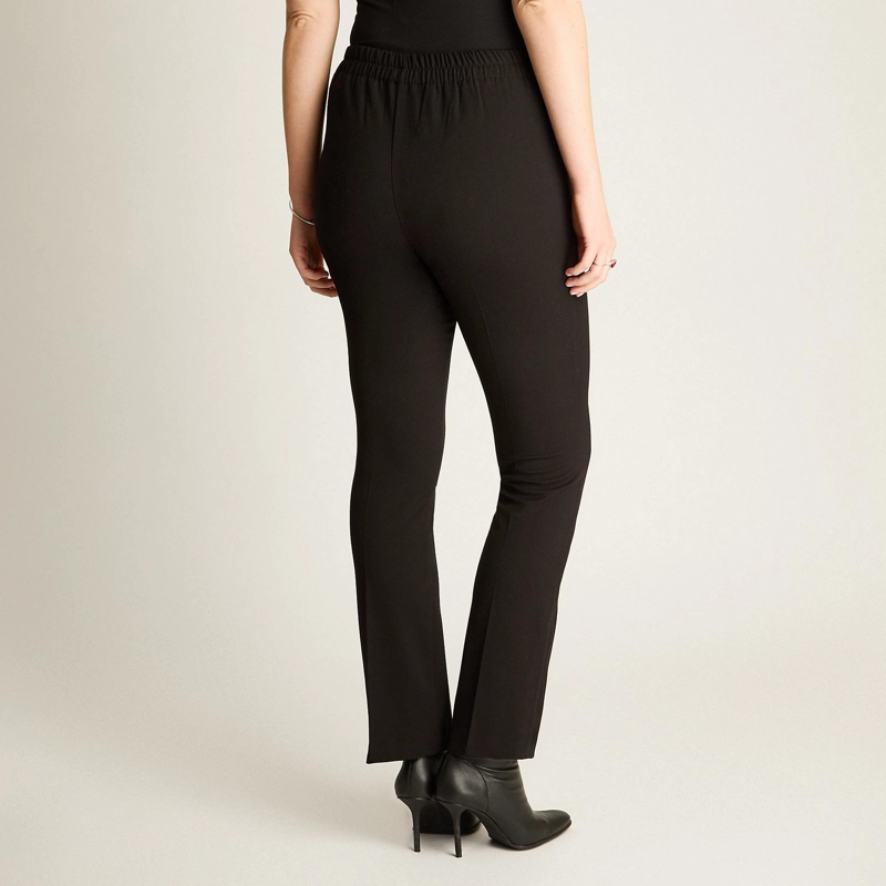 PANTALON NEGRO BASICO RECTO CON PRETINA ELASTICADA - 2