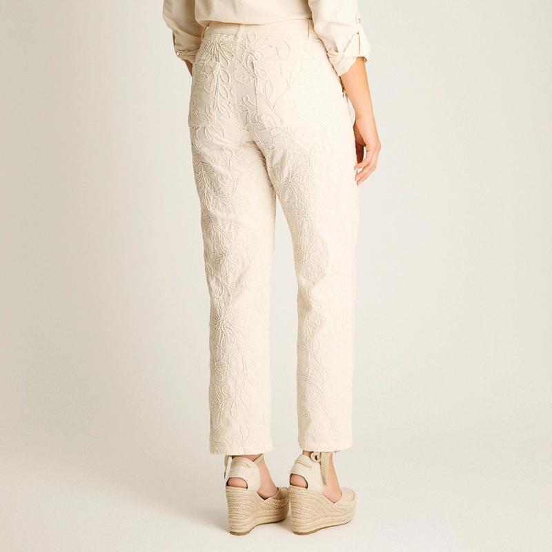 PANTALON RECTO ARENA BORDADO CON BOLSILLOS - 2