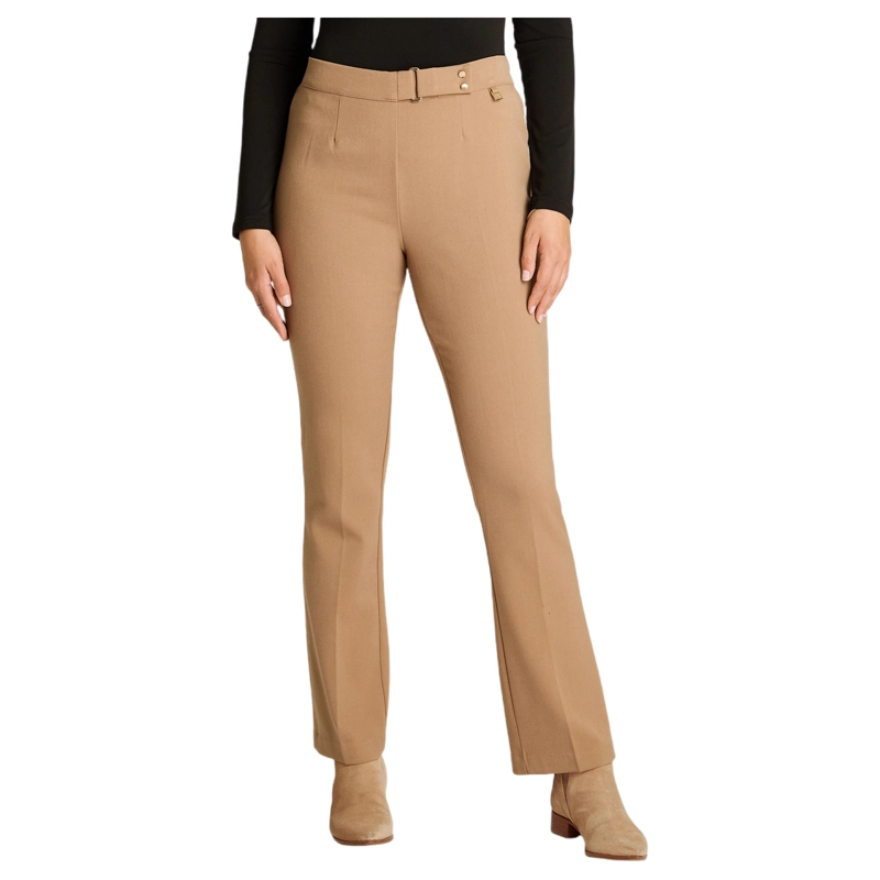 PANTALON CAMEL BASICO RECTO CON PRETINA ELASTICADA - 1