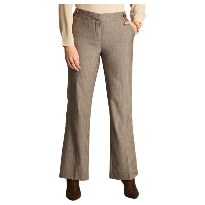 PANTALON FORMAL GRIS RECTO CON APLICACION DE BOTONES EN PRETINA - 1