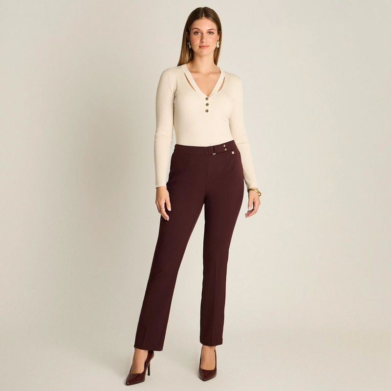 PANTALON BASICO RECTO CON PRETINA ELASTICADA - 4
