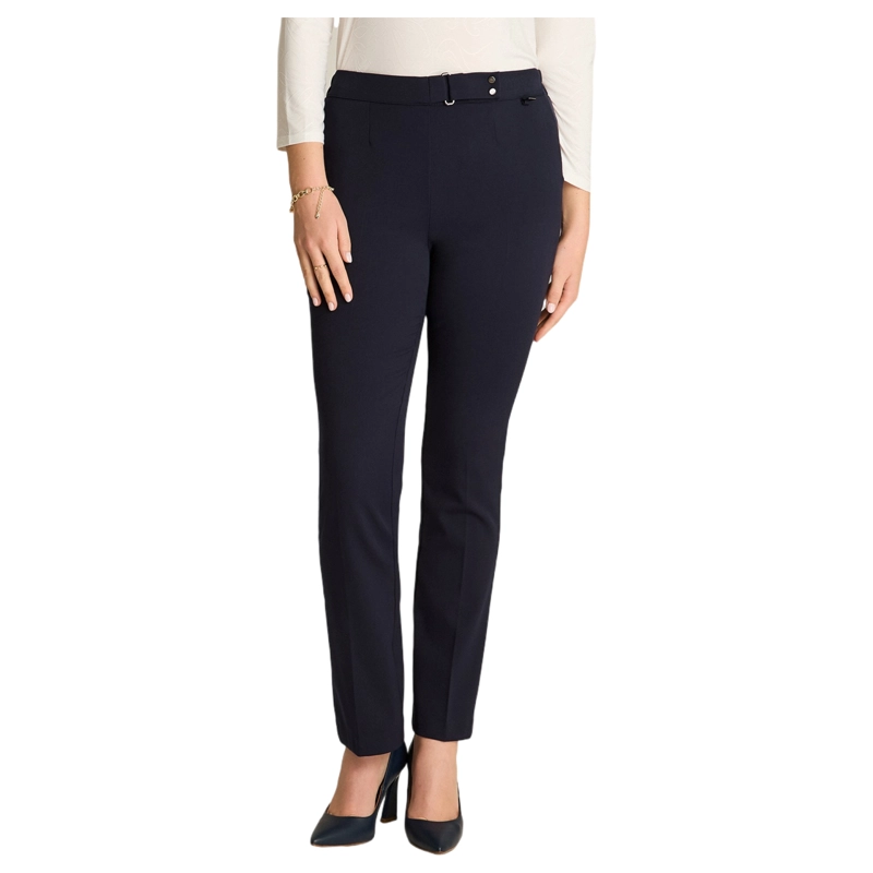 PANTALON AZUL BASICO RECTO CON PRETINA ELASTICADA - 1