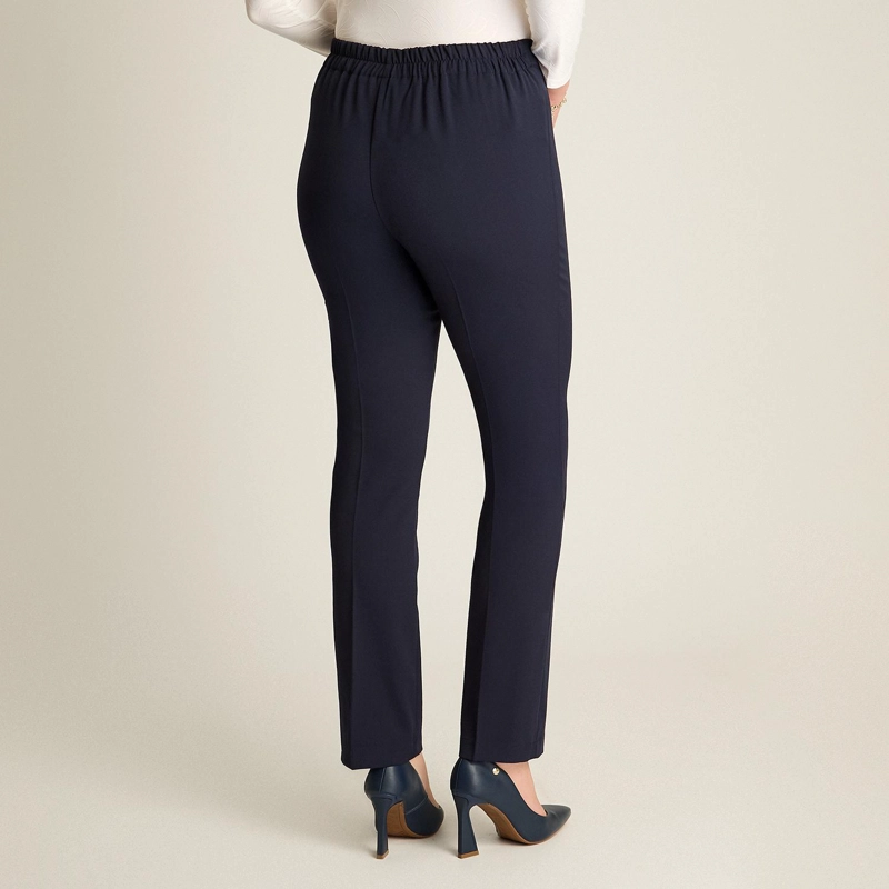 PANTALON AZUL BASICO RECTO CON PRETINA ELASTICADA - 2