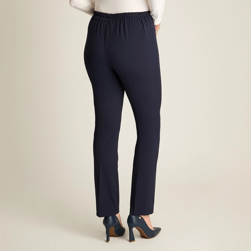 PANTALON AZUL BASICO RECTO CON PRETINA ELASTICADA - 2