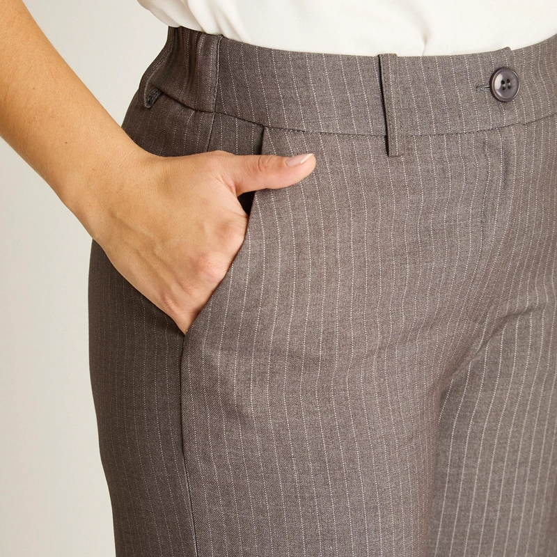 PANTALON PALAZZO GRIS FORMAL DE UN BOTON - 3
