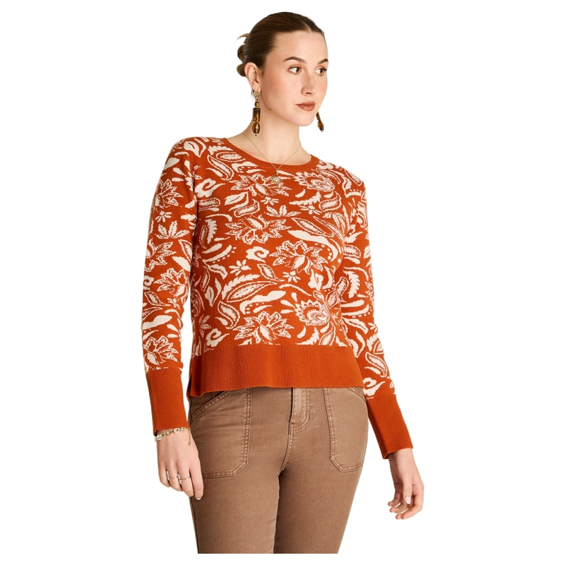 SWEATER TERRACOTA ESTAMPADO ESCOTE REDONDO - 1