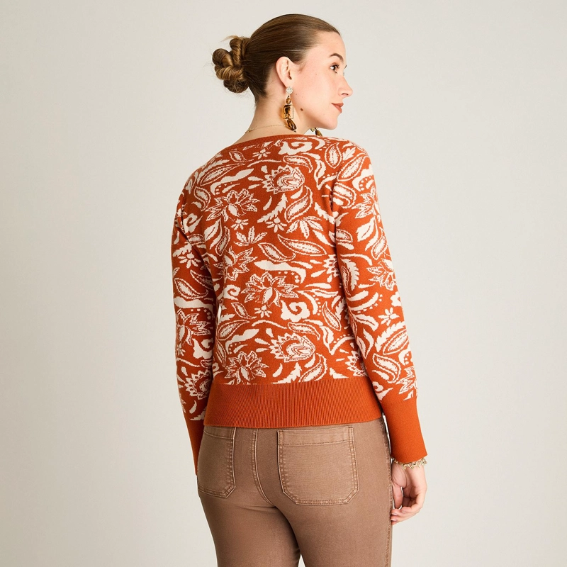 SWEATER TERRACOTA ESTAMPADO ESCOTE REDONDO - 2