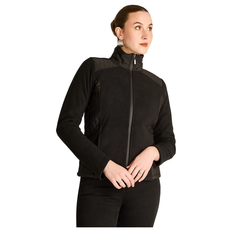 POLERON POLAR NEGRO FULL ZIPPER CON DISEÑO QUILTED - 1