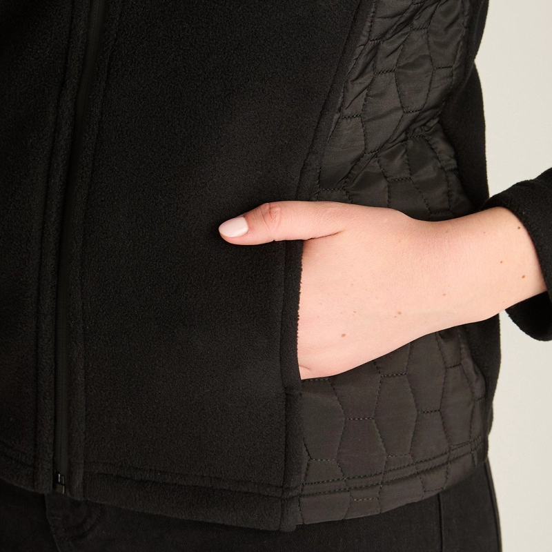 POLERON POLAR NEGRO FULL ZIPPER CON DISEÑO QUILTED - 3