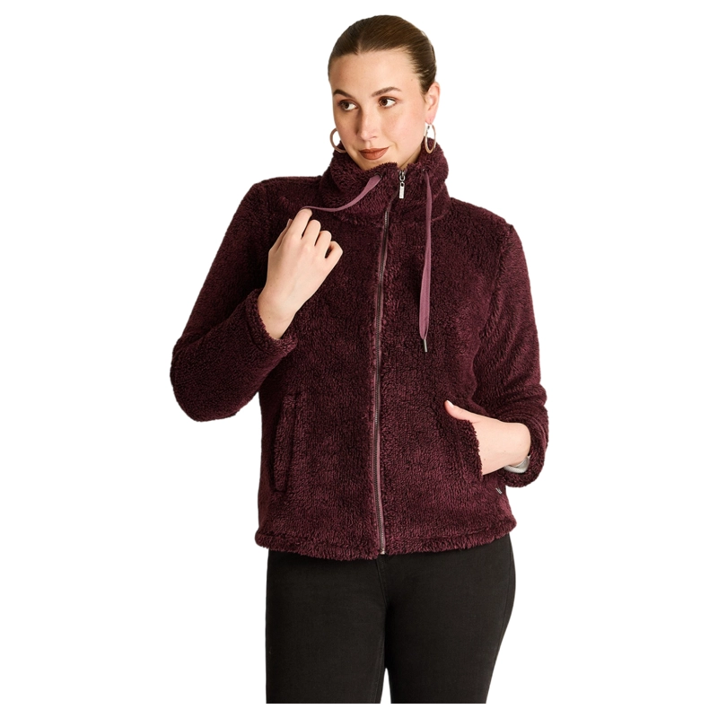 POLERON CORAL FLEECE MUJER FULL ZIPPER EFECTO PIEL MORADO - 1