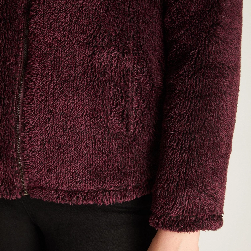 POLERON CORAL FLEECE MUJER FULL ZIPPER EFECTO PIEL MORADO - 3