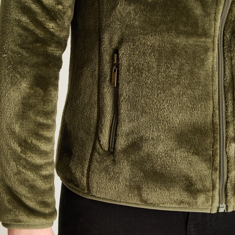 POLERON VERDE CORAL FLEECE CON CUELLO ALTO Y CIERRE FULL ZIPPER - 3