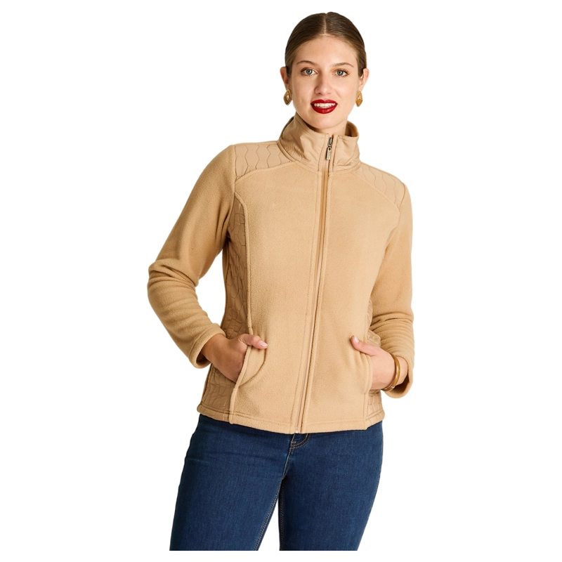 POLERON POLAR CAMEL FULL ZIPPER CON DISEÑO QUILTED - 1