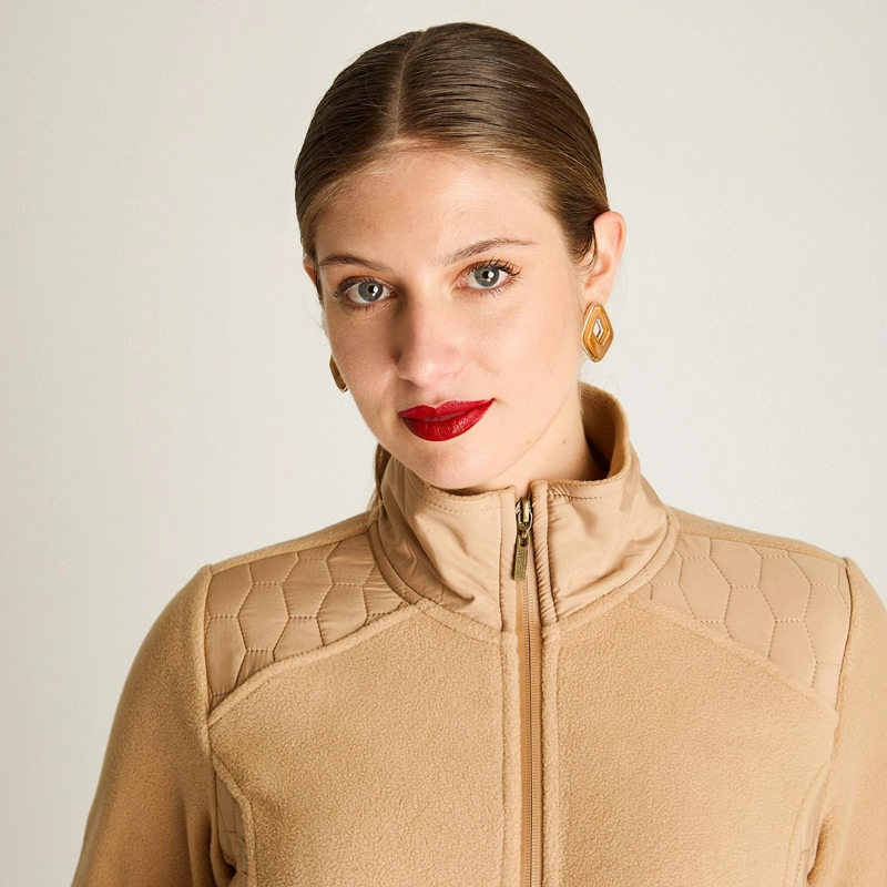 POLERON POLAR CAMEL FULL ZIPPER CON DISEÑO QUILTED - 3