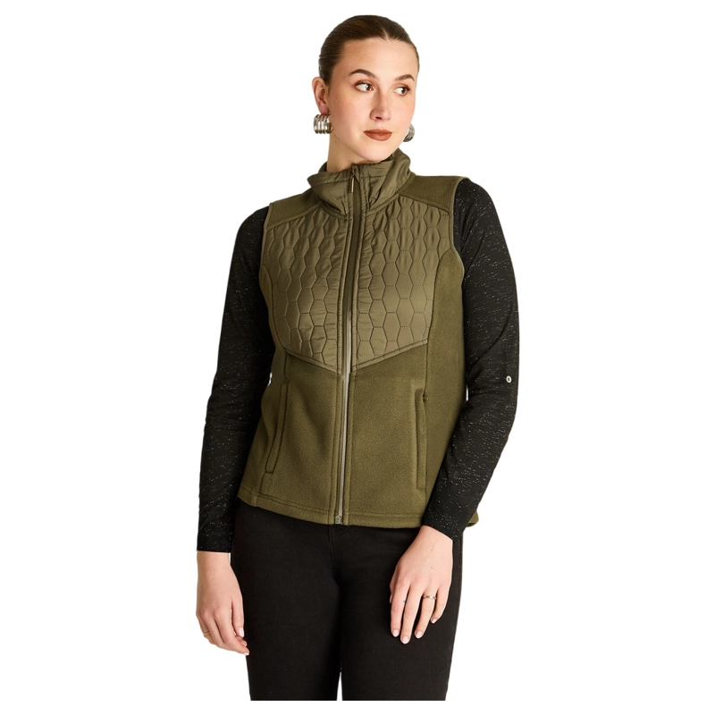 POLERON POLAR VERDE SIN MANGAS DISEÑO QUILTED A TONO - 1