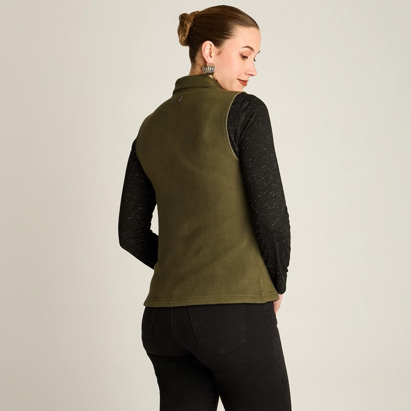 POLERON POLAR VERDE SIN MANGAS DISEÑO QUILTED A TONO - 2