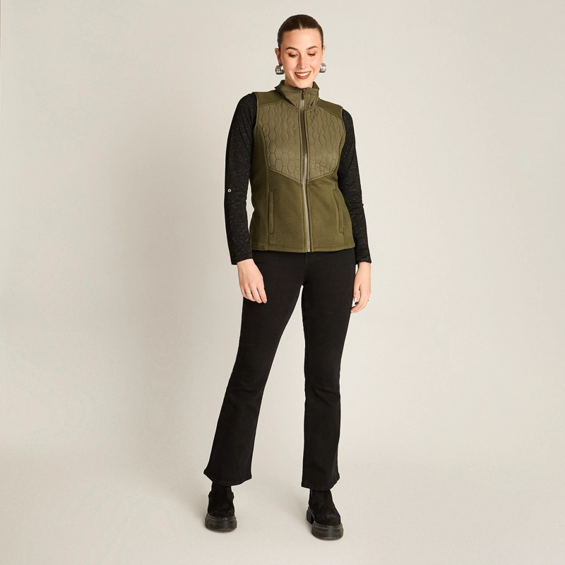 POLERON POLAR VERDE SIN MANGAS DISEÑO QUILTED A TONO - 4