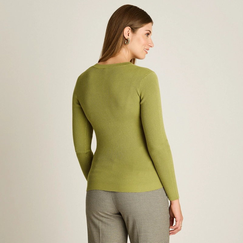 SWEATER PISTACHO ESCOTE V CON CUT OUT - 2