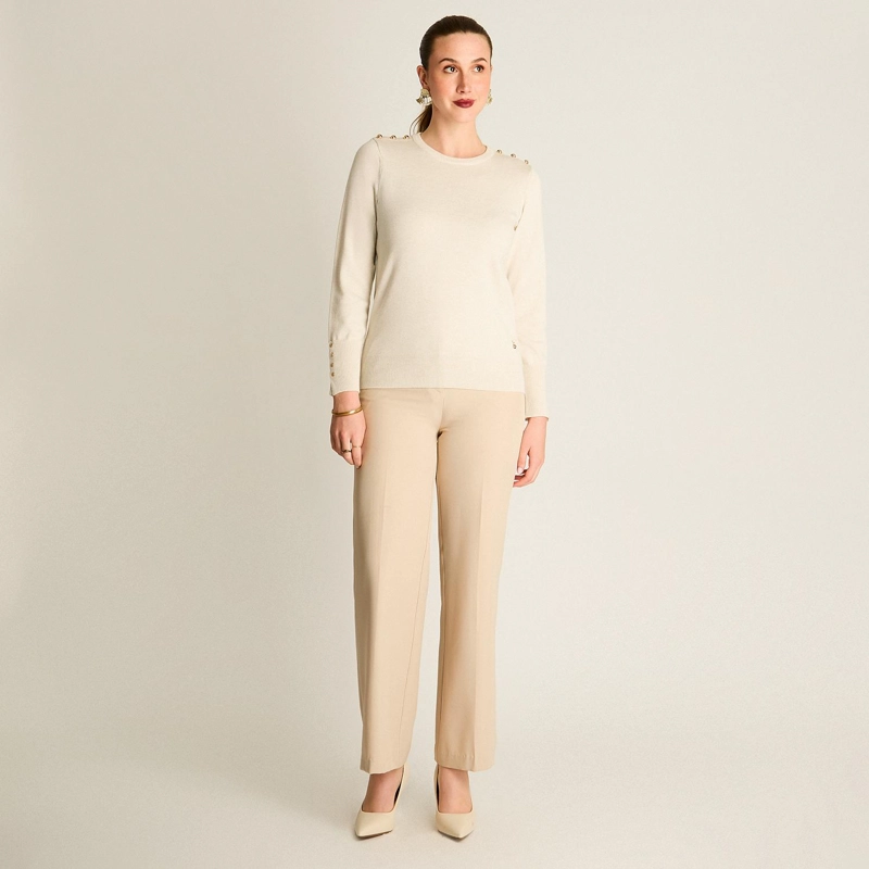 SWEATER ARENA CUELLO REDONDO CON BOTONES EN HOMBROS - 4